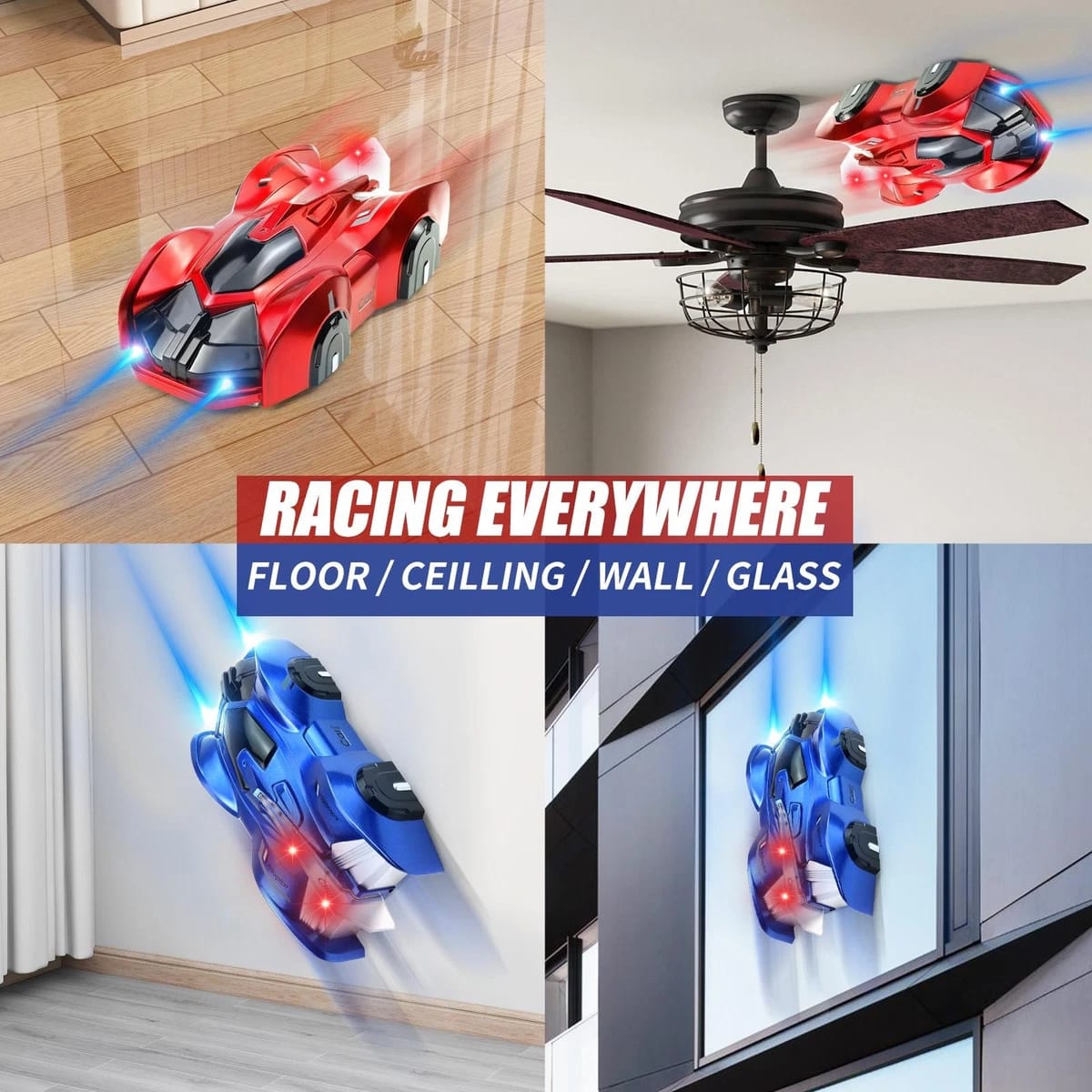 RC Wall Climbing Car with LED Lights & Remote Control